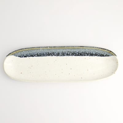 Tokyo Design Studio - Mino Craft Bord - Ovaal - Wit/Blauw - 34,5 x 10,8 x 2,5 cm