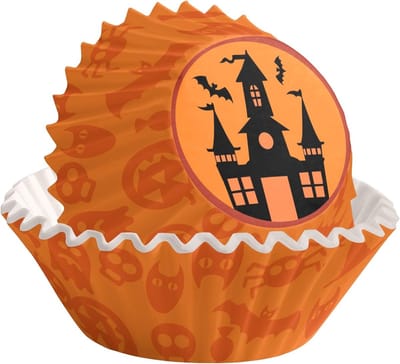 Kleine Muffin en Cupcake Bakvormen voor Halloween, Oranje Papieren Cake Cases voor Feestjes