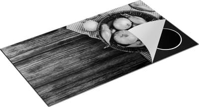 Chefcare Inductie Beschermer Mand met Uien op Tafel - Zwart Wit - 95x50 cm - Afdekplaat Inductie - Kookplaat Beschermer - Inductie Mat