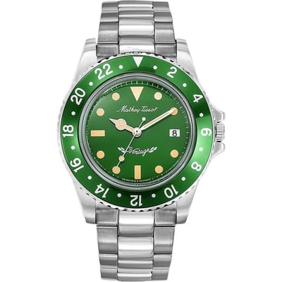 Mathey-Tissot Mathy Vintage Roestvrij Staal Groene Wijzerplaat Quartz H900AV Herenhorloge groen