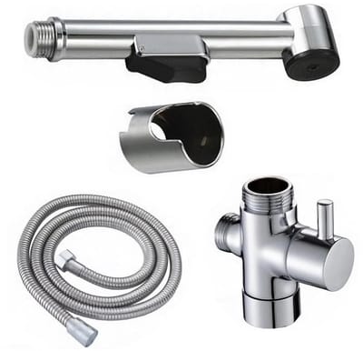 Dailygoods- Bidet Handdouche Set - Verstelbare Toiletdouche - Waterbesparend - Corrosiebestendig - Inclusief Houder en Verdeelstuk - 4 Stuks - Toilet Douche