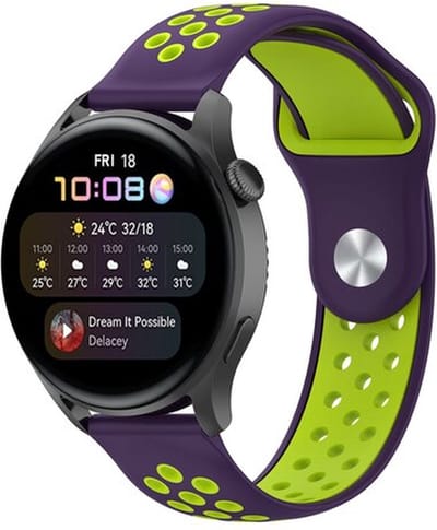 By Qubix - Geschikt voor Garmin bandje - Geschikt voor Garmin Vivoactive 4 / 4L - Sport Edition Siliconen band - Paars + groen - Smartwatch bandje 22mm