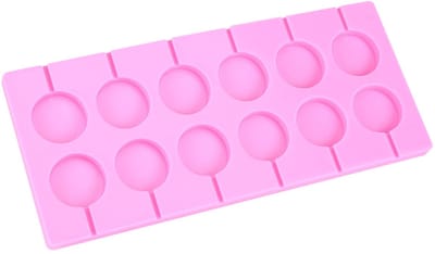 Dailygoods- Lollypop Vorm Siliconen - 12 Ronde Mallen - Hittebestendig - Niet Giftig - Geschikt voor Koekjes - Ideaal voor DIY Desserts - Siliconen Mal
