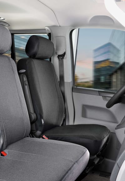 Walser Autostoelhoes Transporter Fit - Polyester Hoes voor autostoel antraciet geschikt voor VW T4 - 1 enkele zitplaats voor (met armleuning)