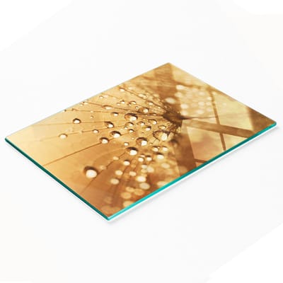 Glazen snijplank met decoratieve paardenbloemafbeelding, 80x52 cm