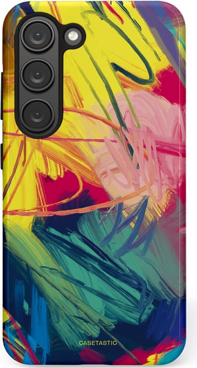 Casetastic Hoesje Geschikt voor Samsung S23 - Stijlvolle Beschermende Duo-layer Case - Kleurenstorm