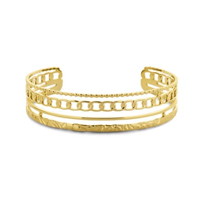 CO88 Collection 8CB-91212 Stalen Bangle met meerdere lagen - 16mm Breed - Staal - Goudkleurig