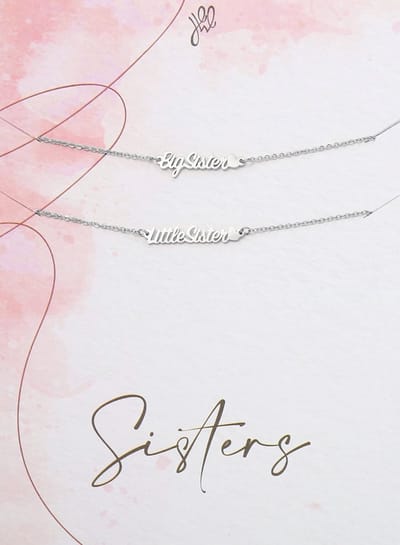 Yehwang - Armband - Sisters - Big Sister - Little Sister - Bracelet - Heart - Hartje - Zilverkleurig - Stainless Steel - Nikkelvrij