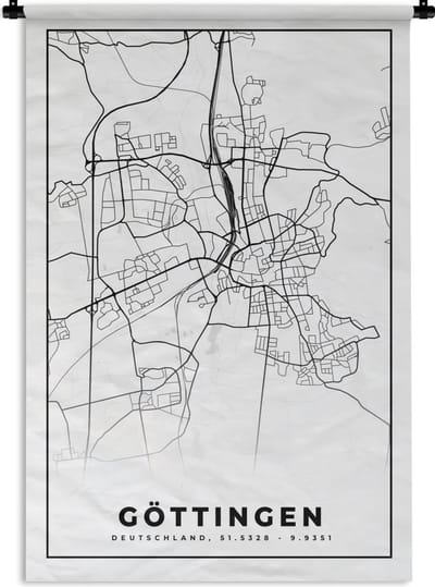 Wandkleed - Wanddoek - Göttingen - Kaart - Stadskaart - Plattegrond - 120x180 cm - Wandtapijt