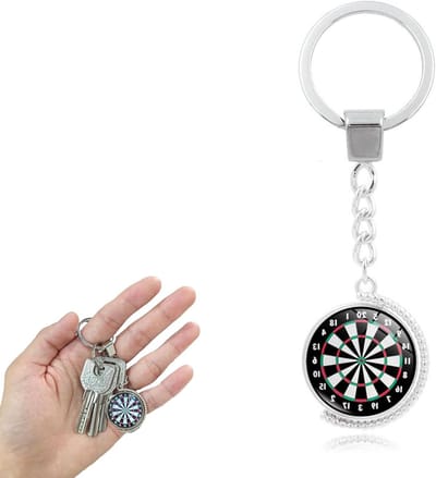 Allecto Plus - Sleutelhanger met dartpijl decoratie van metaal voor darts - Dartbord motief - Metalen dartsleutelhanger