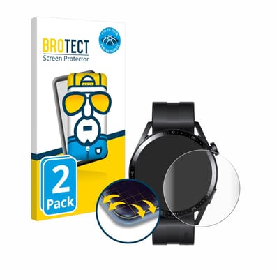 BROTECT - Screenprotector voor Huawei Watch GT 3 (46 mm) - Folie Beschermfolie transparant volledig dekking - 2 Stuks