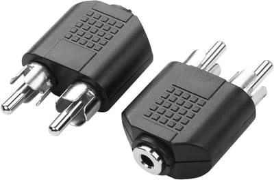 PNGKNYOCN 3,5 mm naar 2-RCA audio-adapter, vernikkeld 2 RCA mannelijk naar 3,5 mm TRS stereo vrouwelijke stekker voor smartphones, tablets, thuisbioscoop (2 stuks)