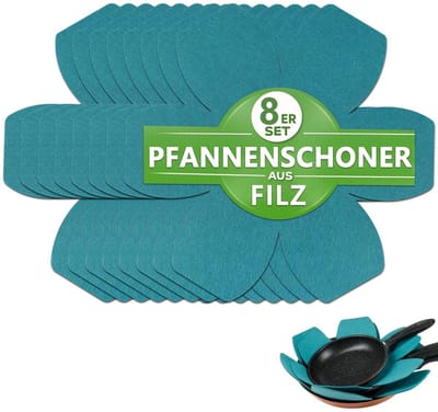 Dailygoods- Pannenbeschermer 25 cm - Antislip Tussenlegger - Krasbestendig Vilt - Stapelbescherming - Aanpasbare Maat - Set van 8 - Pannenbeschermmat
