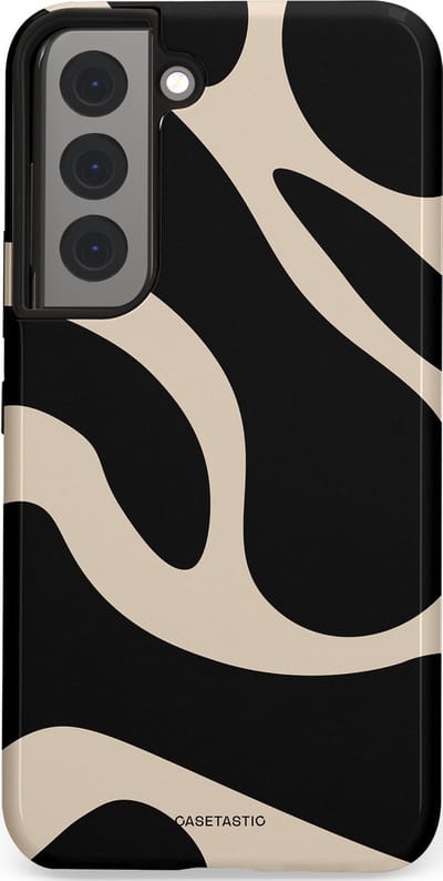 Casetastic hoesje geschikt voor Samsung Galaxy S22 - Dubbellaagse bescherming - Zwart Zand Organische Golven - Fashion Case - Zwart Zand
