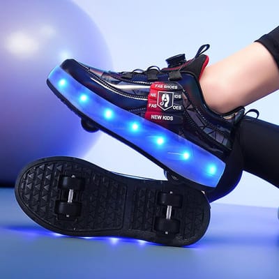 Kinderen's Wegloop Schoenen Vierwiel LED Licht Lichtgevende Schoenen Intrekbare Wegloop Schoenen Sport Student Katrol Schoenen Yo 38