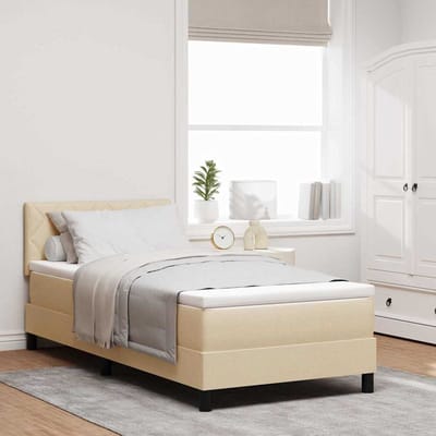vidaXL - Boxspring - bed - met - kussen - met - hoofdeinde - Crème - 100 - x - 200 - cm - Stof