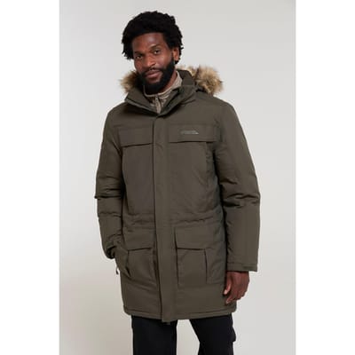 Mountain Warehouse Heren Antarctic Extreme Camo Down Waterdichte Jas (Donkere Khaki)