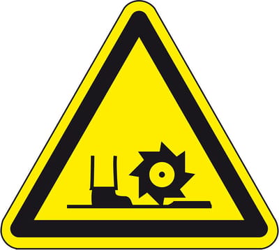 Waarschuwingssticker draaiende frees 50 mm - 10 stuks per kaart