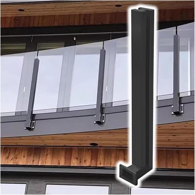 Glazen Leuningpaal - Balustrade Zuil - Balkon Terras - Zijdelingse Montage - 81-106 cm Hoog - Zwart