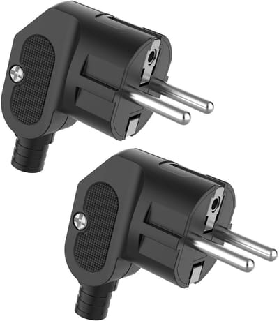 Schuko Hoekstekker met Knikbescherming - 2 Stuks - 250V 16A voor 8-10 mm Kabel - IP20