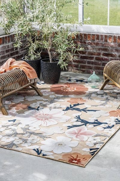 Tapijt, Moderne, 200 x 300 cm, Rechthoekig, Middelpolig, Woonkamer, Keuken, Patio, Alleen handwas, UV-bestendig, Beige/Roze