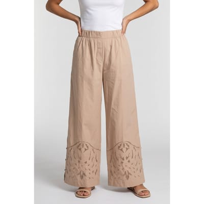 Alchemist Pants Moonflower Embr Sand Maat: 34 | Wijde Broeken Outlet | Dames | Beige