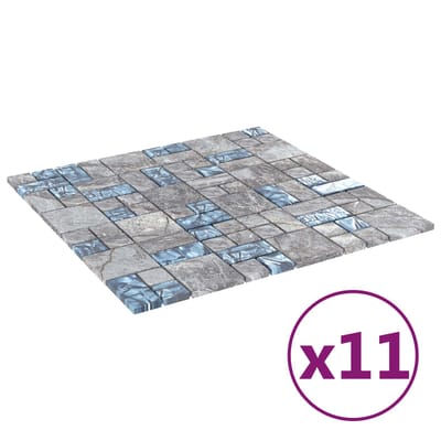 vidaXL - Mozaïektegel - 11 - st - 50 - x - 50 - cm - Grijs - en - Blauw - Glas