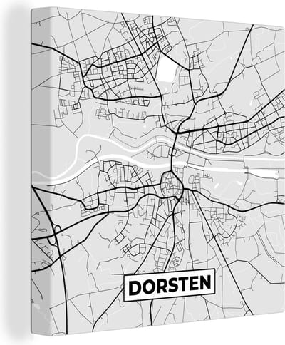 Canvas Schilderij Plattegrond- Kaart - Stadskaart - Duitsland - Dorsten - 20x20 cm - Wanddecoratie