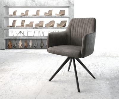 Gestoffeerde-stoel Greg-Flex kruisframe hoekig zwart microvelours antraciet vintage pocketveer kern