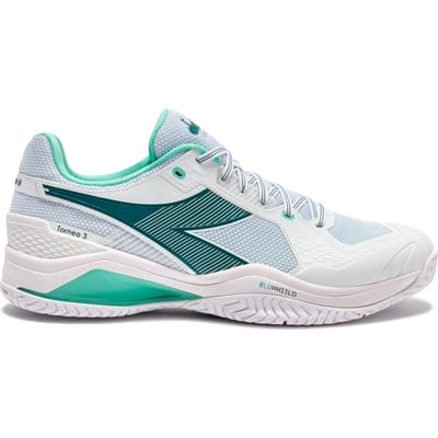 Diadora Blushield Torneo 3 Allcourt schoen Heren-wit, petrolblauw