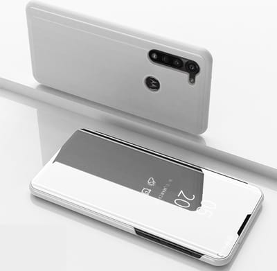 Coverup Hoesje - Geschikt voor Motorola Moto G8 Power Hoesje - Coverup Mirror View Case - Zilver