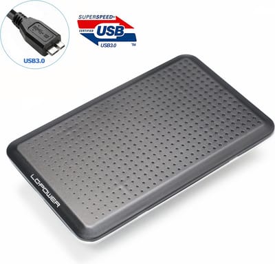 LC-POWER® 2,5 inch SATA Externe harde schijf behuizing Externe Behuizing voor 2.5'' inch SATA HDD/SSD - Schroefloos - HDD Hoogte tot 7mm - Zwart