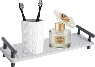 Spoelbak Organizer Water Absorbing Stone Tray - Badkamer Gootsteen - Tandenborstel Plaatsing - Lichtgrijs