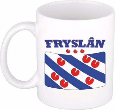 Koffiemok / drinkbeker met Friese vlag - Friesland - wit - 300 ml - keramiek