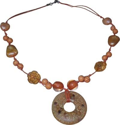 Ketting oranje tinten met ronde hanger