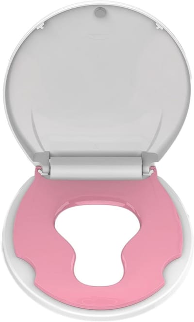 Toiletbril met Kinderzitje - WC-bril Toiletdeksel - Gezinsbadkamer - Ingebouwd Kinderzitje - Universele Pasvorm - Wit en Roze