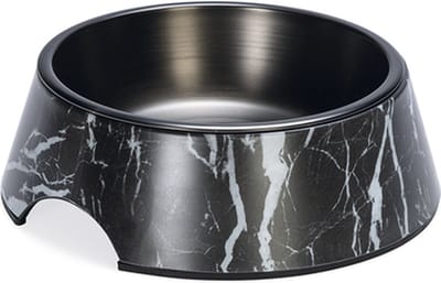 Designed by Lotte Meis Voerbak Hond - Drinkbak/Eetbak Hond - Hondenvoervak - Melamine/RVS - Zwart - 700 ml
