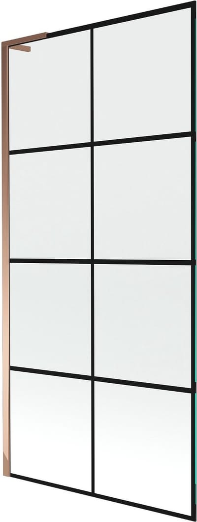 Mexen Next L badwand 1-vleugelig 90 x 150 , zwart raster, roze goud - 895-090-000-03-77-60
