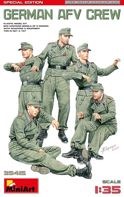 MiniArt Modelbouwpakket Militaire voertuigen - 35415 Duitse Soldaten WWII - AFV Crew - 5 Figuren Plastic - 1:35 - Modelbouw