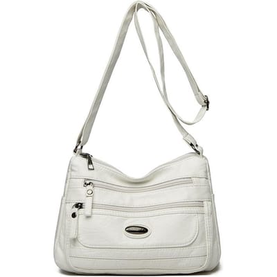 Sacs pour femmes de grande capacité, Sacs à bandoulière pratiques en cuir lavé à l'eau, Sacs bandoulière pour femmes, Sacs cabas à bandoulière tendance blanc
