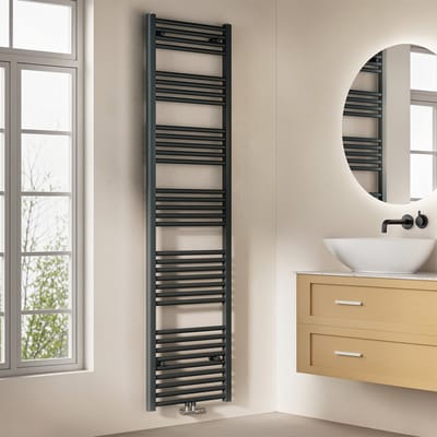 EMKE Handdoekradiator - 180x50 cm - 739 W - Mat Antraciet - CV Badkamer Radiator - Midden/ Zij- Aansluiting