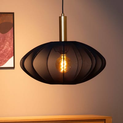 Lucide CORINA - Hanglamp - Ø 50 cm - 1xE27 - Zwart - Japandi