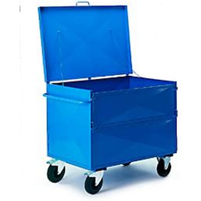 Containerwagen van plaatstaal met deksel, 990 x 680 mm