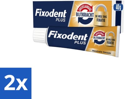 2 x Fixodent Kleefpasta Plus Dual Power 40 gr - Kleefpasta Kunstgebit - Onverslaanbare Bijtkracht - Kunstgebit Fixatie - Bijtkracht Kunstgebit - Kunstgebit Comfort