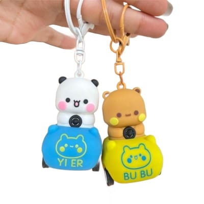 Porte-clés Panda Mignon Bubu Yier Porte-clés Modèle Panda Dessiné Bubu et Dudu Conduisant Une Petite Voiture Porte-clés Ornement de Sac à Dos Porte-clés Cadeau beige