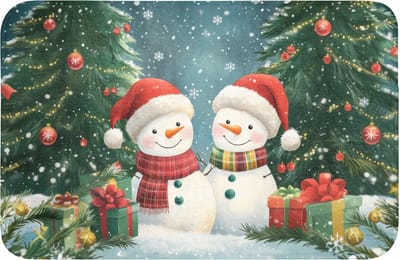 Badmat 60x40 cm - Antislip - Sneeuwpop - Kerstsneeuw - Groen - Rood - Badmatten voor badkamer - Badkamermat - Douchemat - Badkamer mat