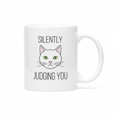 Grappige Kattenmok “Silently Judging You” – Leuke Koffiemok voor Kattenliefhebbers 330 ml