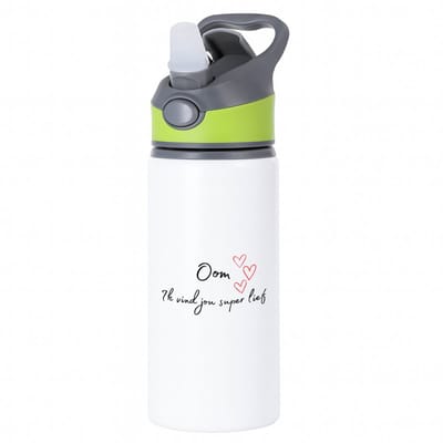 Hacebo® - oom ik vind jou super lief waterfles met rietje groen - Oom - de liefste oom - verjaardag - cadeautje voor oom - oom artikelen - kado - geschenk - water fles - 650ML
