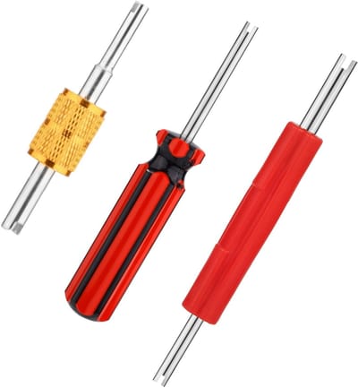 Dailygoody - Ventielsleutelgereedschap - A/C Ventielkernverwijderaar - Rood en zwart - Enkel en dubbele kop - Geschikt voor auto, fiets, camper, vrach...