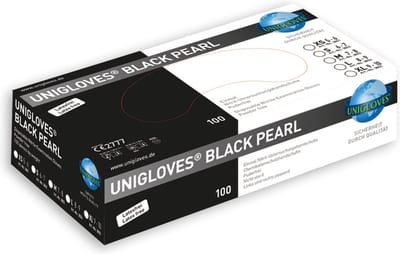 Unigloves - Zwarte handschoenen - pearl nitril - poedervrij - Maat M